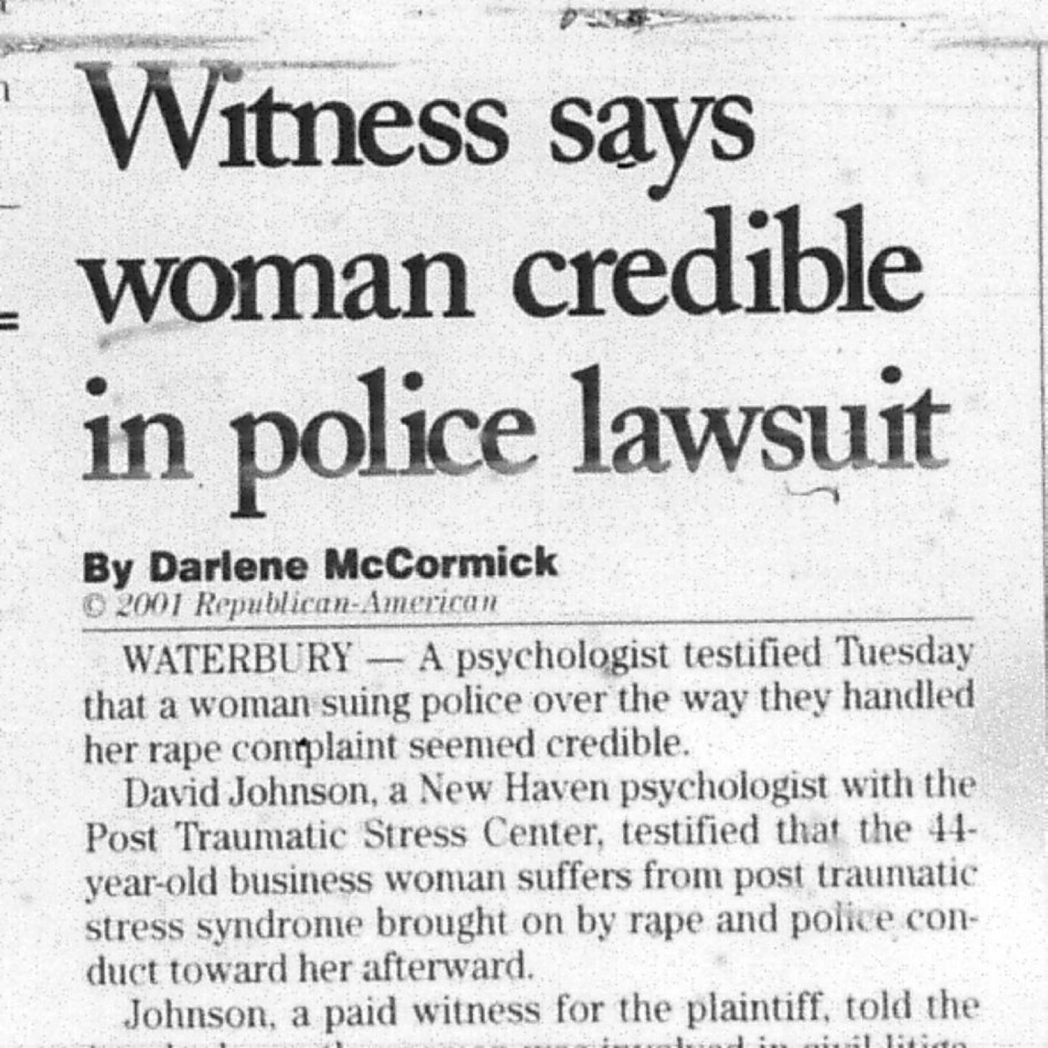 Witness says woman credible in police lawsuit
