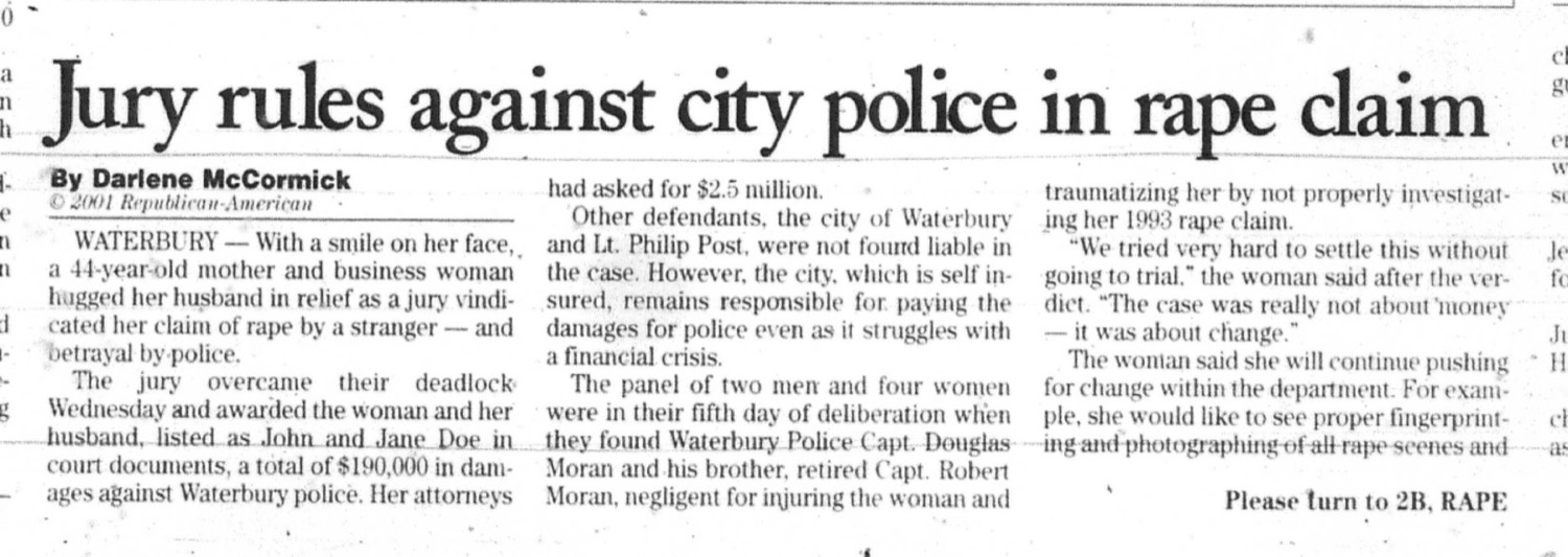 Jury rules against city police in rape claim