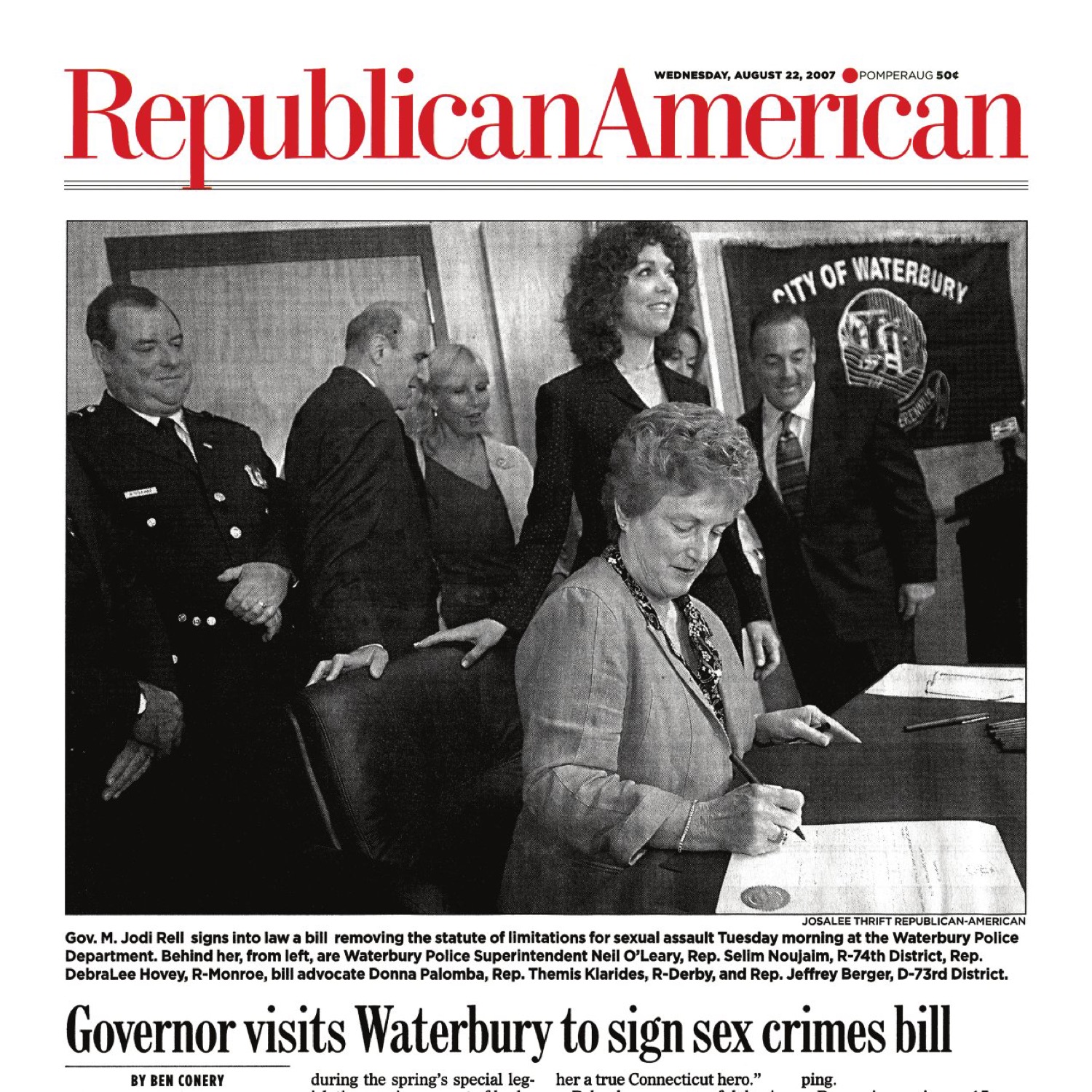 Governor visits Waterbury to sign sex crimes bill
